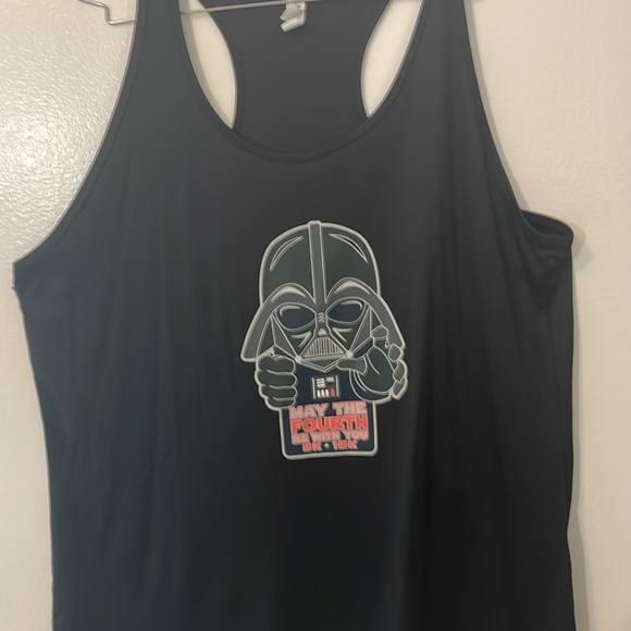 Team 365 2XL black Racerback tank top with Darth Vader front & medal dash rear - Picture 2 of 7